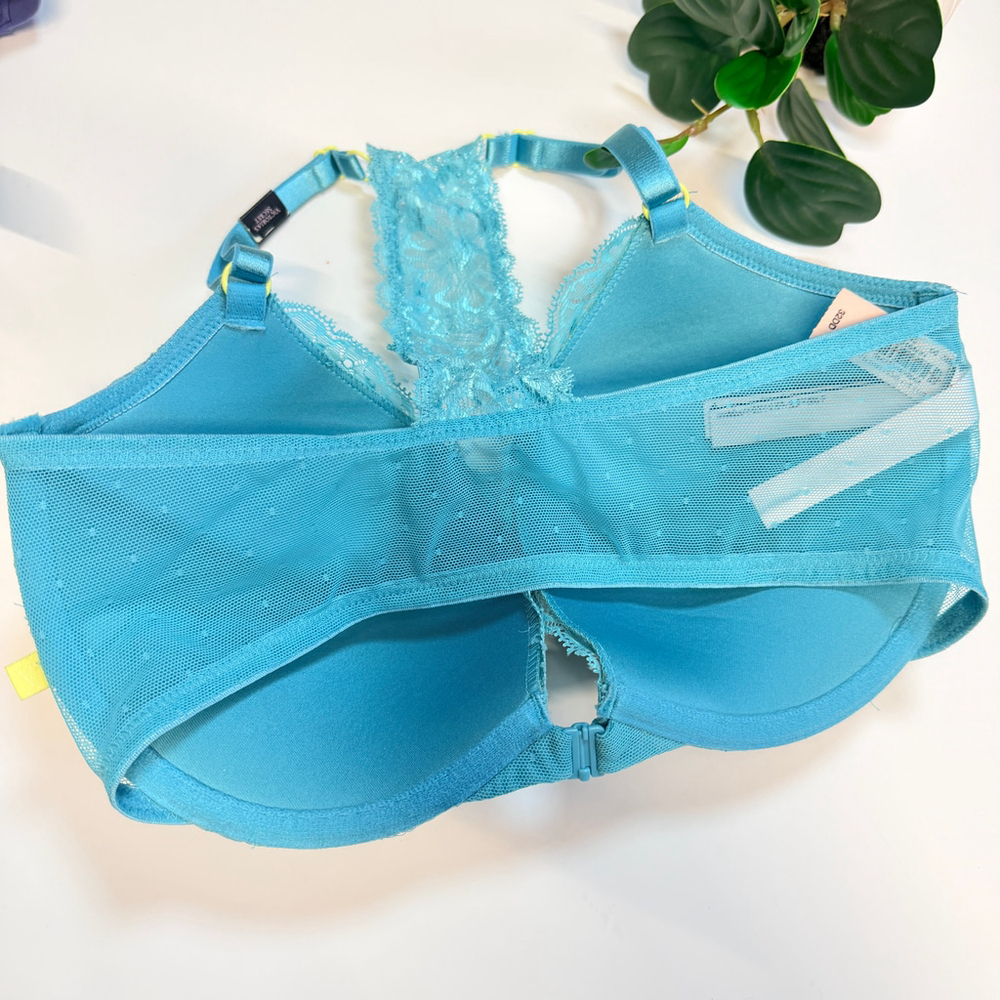 Victoria's Secret Blue Teal Lace Push-Up Bra 32DD New With Tags - Picture 2 of 5